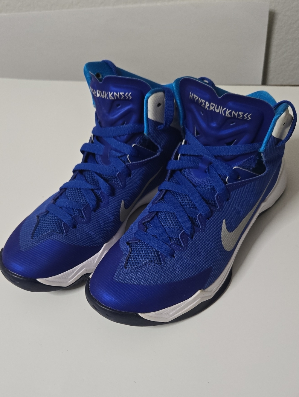 Nike Blue and White High-Top Basketball Sneakers